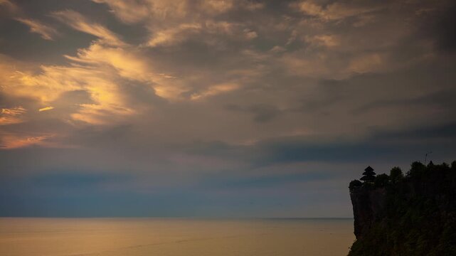 Bali, Indonesia, aerial view of Pura Luhur Uluwatu temple at sunrise.