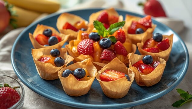 Delicious homemade phyllo cups inspired by Ottoman cuisine. Summer treat.