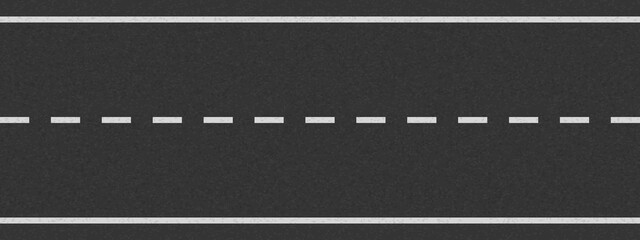 White line on tarmac road top view. Highway traffic road illustration. Background of asphalt surface texture. Roadway pattern. Straight urban driveway. JPG image © Angela Ksen