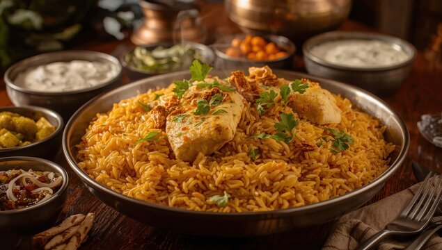 Flavorful king fish biryani