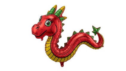 Fototapeta premium Isolated balloon of red and green dragon on white background with cutout.
