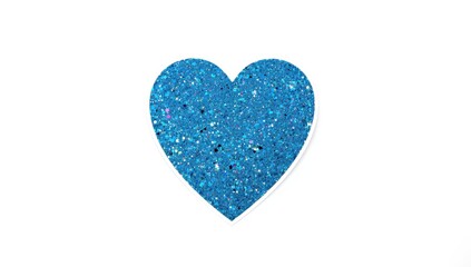 Fototapeta premium Isolated blue holographic glitter heart sticker on white.