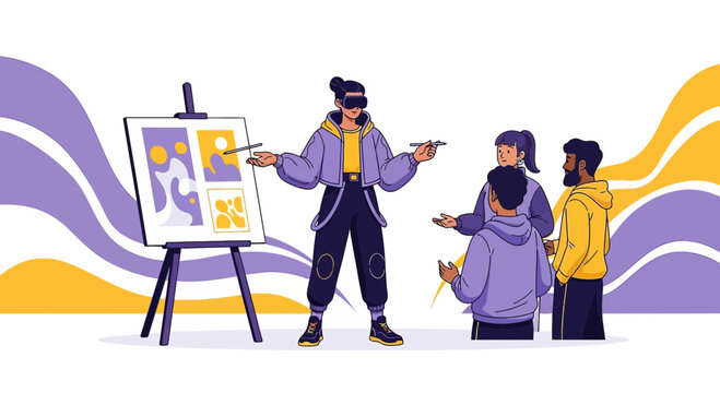 Virtual reality art class showcases a creative digital painting session for students