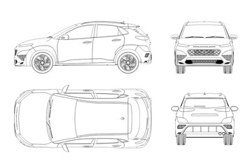 Obraz premium car outline drawing, sketch, contour image 
