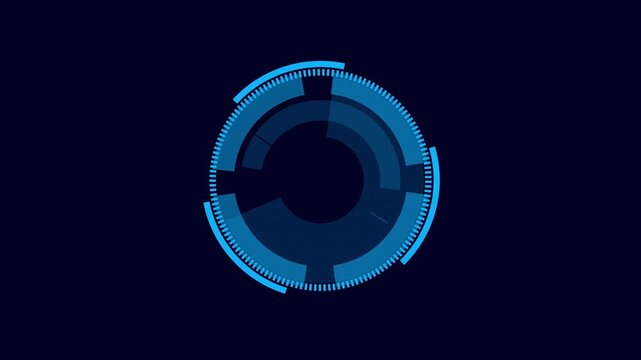 Abstract glowing HUD element circle for futuristic digital technology interface on dark background.