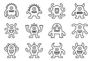 Fototapeta premium Set of Cute Hand Drawn Doodle Monster Characters