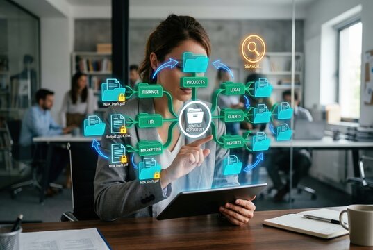 Central document repository with holographic organized folders