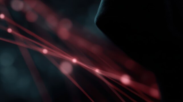 Hacker attacking server network concept, abstract data flow disruption, dark technology background