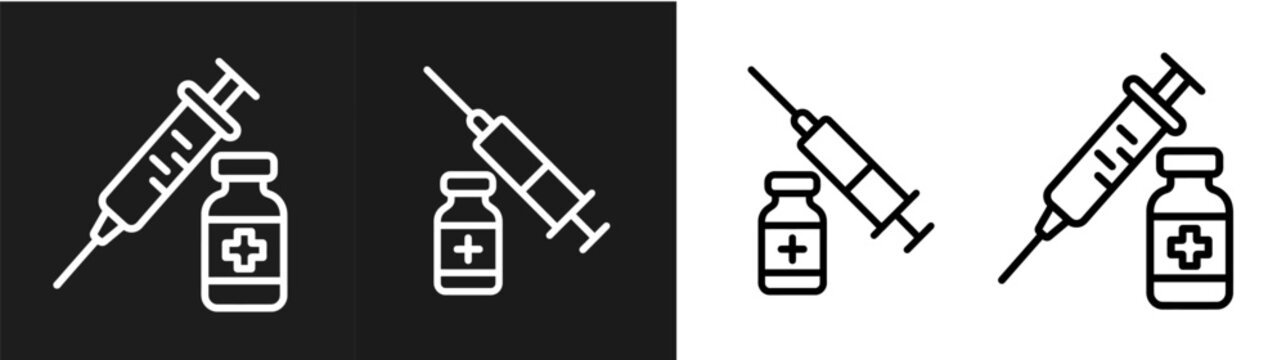 Medical & Vaccine Icon Set Pack &mdash; Syringe, Vaccine, Health, Pixel Perfect Editable Vector