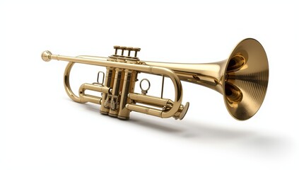 Obraz premium Old Brass Trumpet on White Background