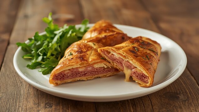 Pastry filled with pastirma and melted cheddar.