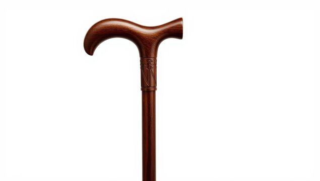 Sophisticated wooden cane on a white background.