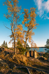 Fototapeta premium Autumn ridge landscape with lake Tampere Finland