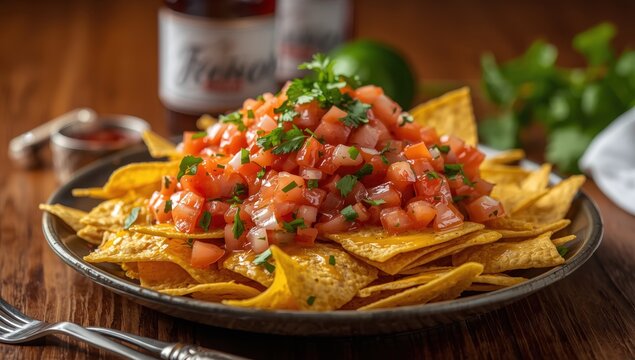 Taste Mexican nachos with fresh salsa at Sentul.