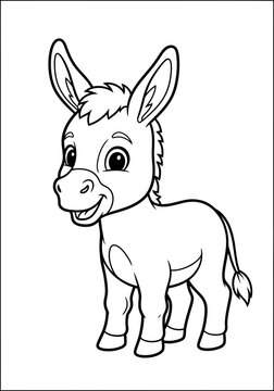 A cartoon donkey with a happy expression