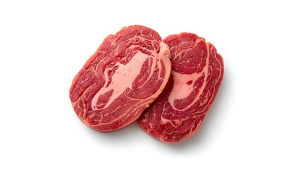 Obraz premium Two pieces of corned beef on a plain background.