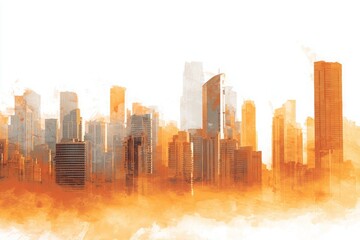 Fototapeta premium Urban Skyline with Artistic Smog Effect