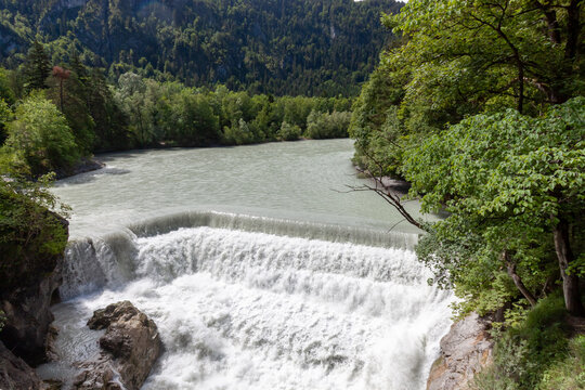 The scenic Lechfall waterfall in Fussen, Germany