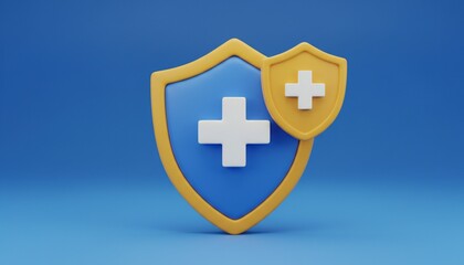 Fototapeta premium Medical Shield with Cross Symbol – Healthcare Protection and Insurance Concept