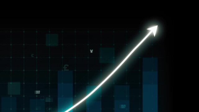 Business growth concept in allusive graph chart showing marketing sales profit increasing to future target . Excellent financial status of corporate business rise up . Finance and money 3D rendering .