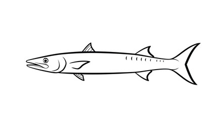 Obraz premium Black and white illustration of a fish isolated on white background