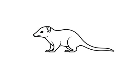 Obraz premium A line drawing of a weasel standing on a in a flat vector style isolated on white background