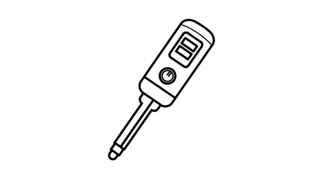 Digital thermometer device with LCD screen and probe flat illustration isolated on white background