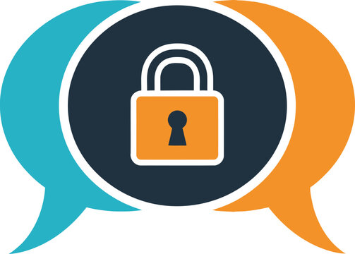 Secure communication and private chat concept