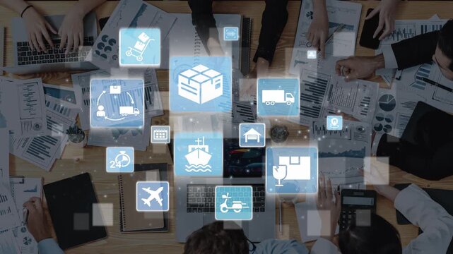 Goods delivery tracking icons show shipping, goods delivery routes, and loFunnelics monitoring. Goods delivery tracking ensures timely goods delivery, secure handling, and accurate tracking. Funnel