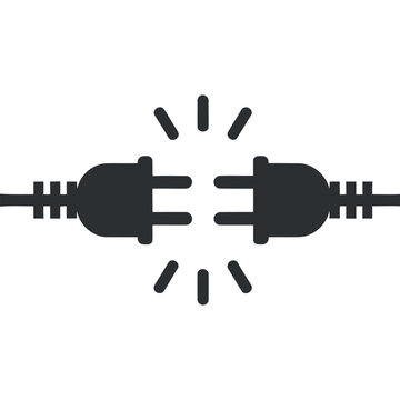 Electrical Plugs Disconnecting With Sparking Energy Technology Concept Minimalist Flat Design