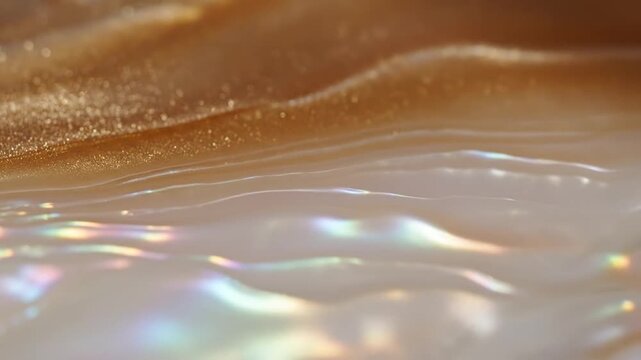 Shimmering liquid surface with rainbow hues.