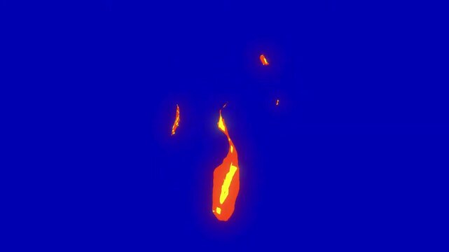 Anime Fire Blue Screen Background 4k. Flame On Blue Background.