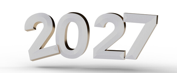 3D rendered illustration of the year 2027. Perfect for New Year's greetings, futuristic themes, and business planning. © vegefox.com
