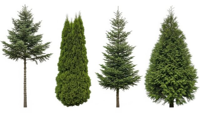 Four types of evergreen trees