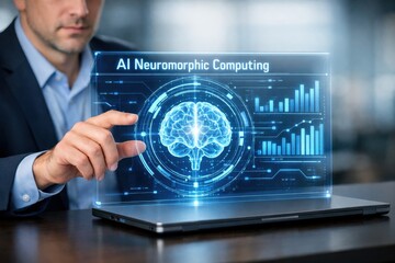 Obraz premium AI Neuromorphic Computing Brain Interface Data Processing Artificial Intelligence Technology Concept
