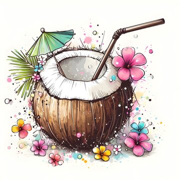 illustration of coconut cocktail
