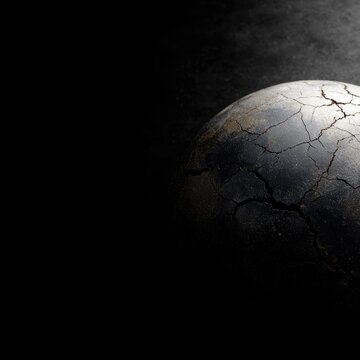 global collapse concept cracked earth floating in darkness