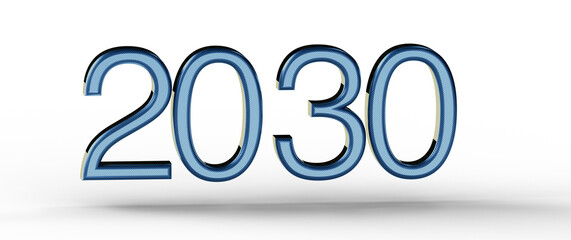 Bold 3D rendering of the year 2030, perfect for future concepts, New Year's greetings, and planning projects. Ideal for © vegefox.com