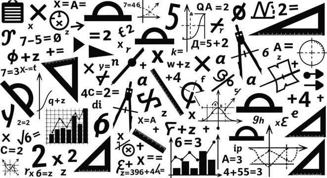 Mathematical symbols and equations collage
