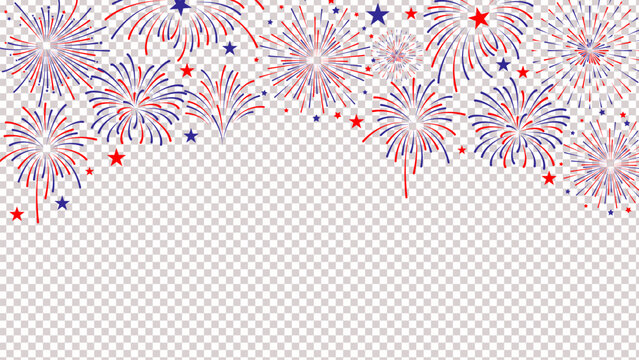 USA Patriotic Fireworks Border American Independence Day Celebration Background