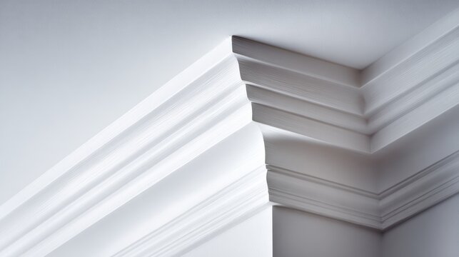 Decorative crown molding detail along ceiling edge in elegant interior architecture design