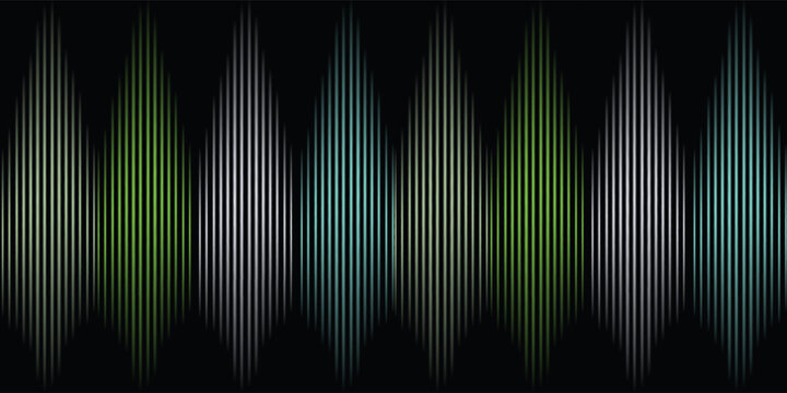 Abstract digital background presents a mesmerizing array of vertical light bars rendered in vibrant glowing green and stark white hues set against an expansive deep black void suggesting a dynamic te