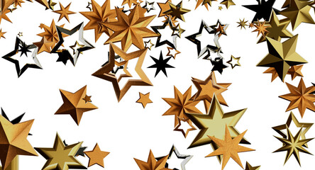 Abstract gold stars on white background, perfect for holiday greetings, Christmas, and festive celebration designs. Perf © vegefox.com