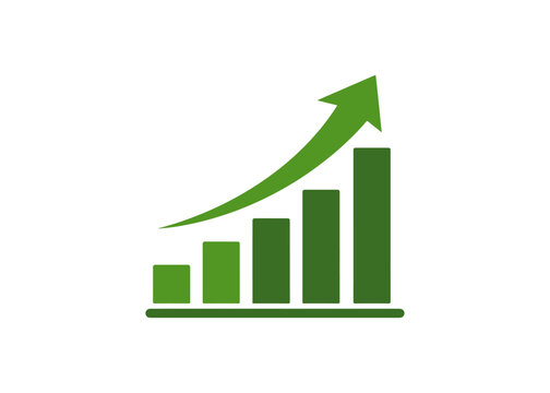 graph with an upward arrow flat icon
Vector flat icon, isolated on white background