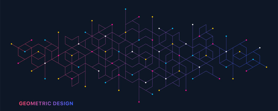 Abstract vector background with simple geometric figures and dots. Graphic design element and polygonal shape pattern