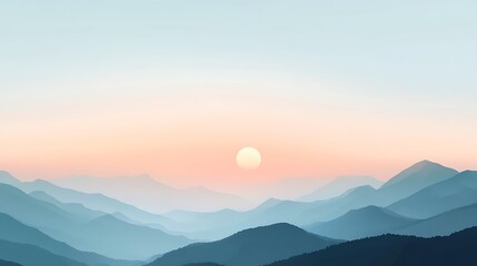Obraz premium Serene mountain landscape sunrise with majestic hills and warm colors