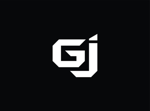 White abstract gj logo design on transparent background for branding
