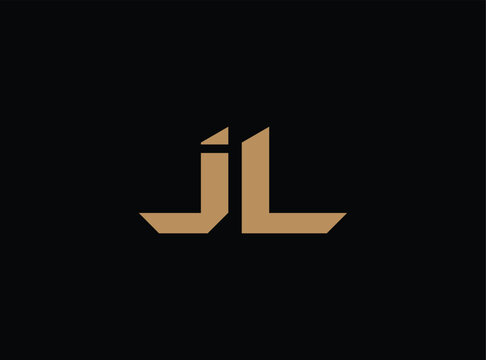 Golden abstract letter jl logo design on transparent background