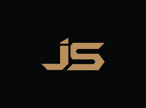 Modern gold js logo design element on transparent background