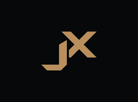 Golden jx monogram initials logo on transparent background